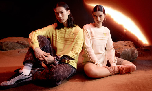 A Man and woman model for the Puma x Ferrari collaboration
