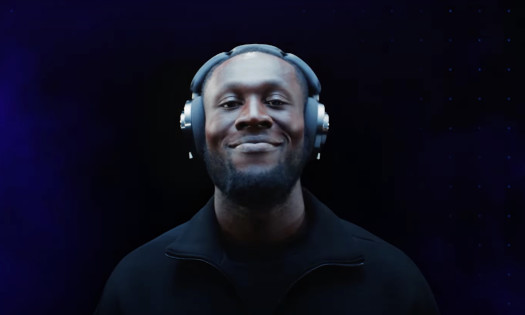 Stormzy wearing Dyson headphones