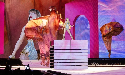 Taylor Swift performing on her Eras Tour