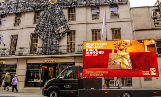 A Toblerone ad outside a luxury store