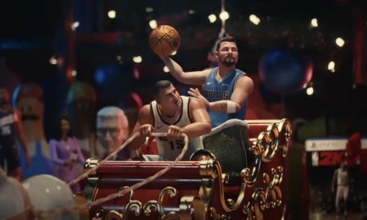 Toy NBA athletes shoot some hoops
