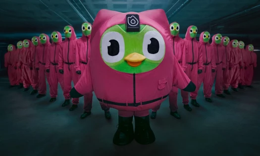 Duolingo with Pink Guards from "Squid Game"