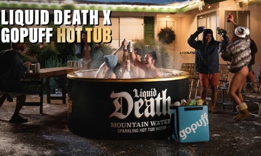 The Liquid Death x Gopuff hot tub