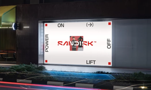 Sandisk's New Logo on a Digital OOH Mockup