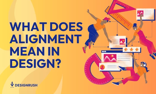 Illustration of alignment in design with people interacting with grids, rulers, and website elements.