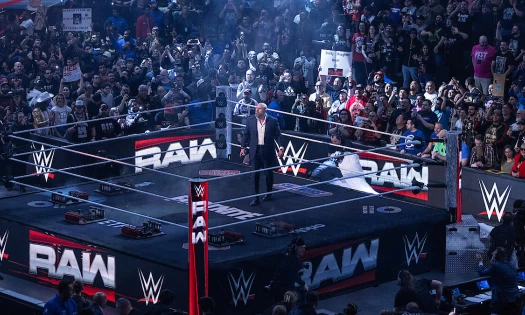 Netflix's WWE Raw ring with a packed audience