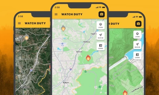 Screenshots of the Watch Duty App