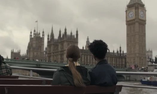 Couple on a ferry sightseeing around London