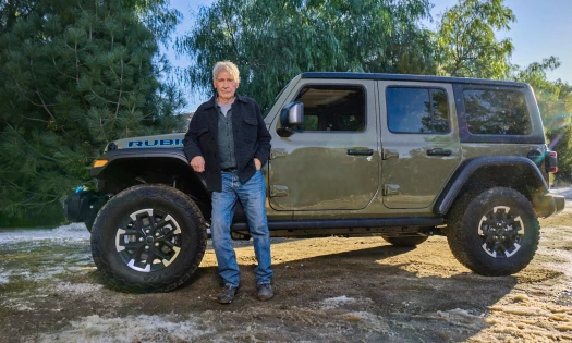 Harrison Ford with a Jeep