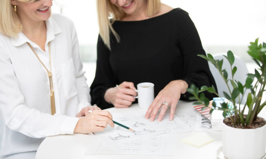 Two people discussing ideas