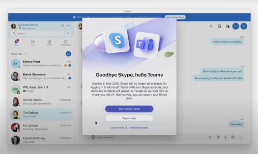 Graphic of 'Goodbye Skype, Hello Teams'