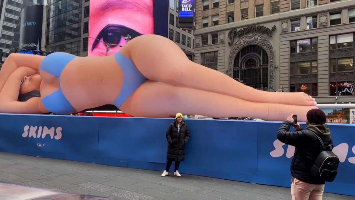 SKIMS' 60-Foot Kim Kardashian Inflatable in Times Square Signals the Return of Gimmick Marketing
