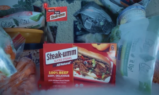 Steak-umm sliced steaks in a freezer