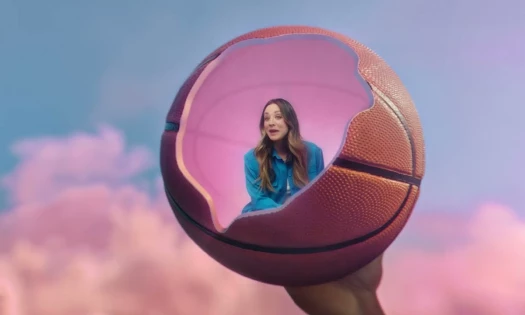 Haley Cuoco inside a basketball