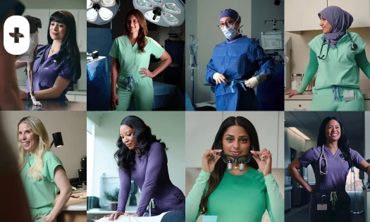 Women in healthcare wearing FIGS scrubs