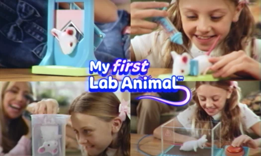 Parents gift their daughter with My First Lab Animal play set