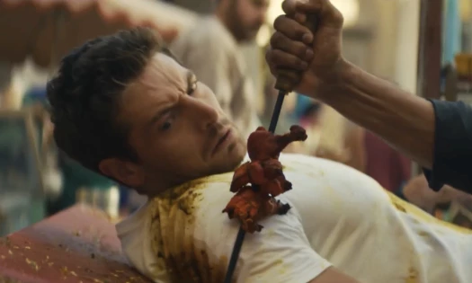 A man is attacked with a kebab stick