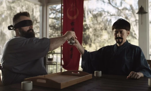 Jason Kelce blindfolded in Garage Beer ad