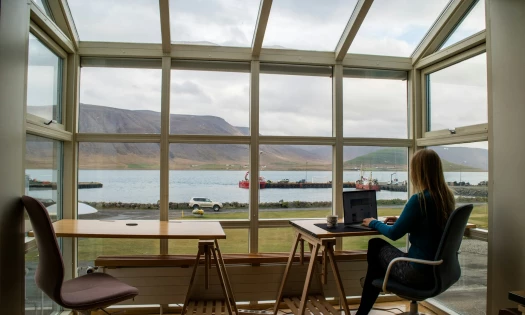 Woman working in a remote setup