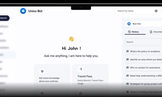 A screenshot of Unico Connect's AI bot