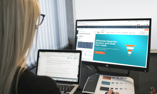 Woman designing a website