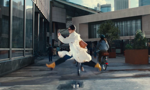 A woman jumping