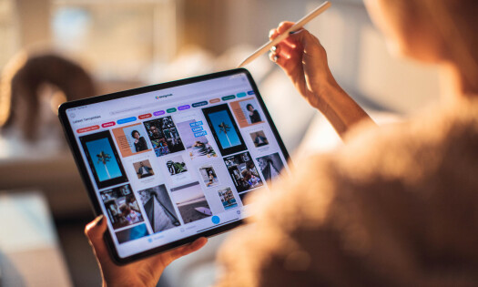 Woman holding a tablet