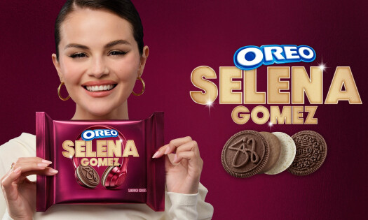 Selena Gomez poses with the limited-edition, horchata-flavored OREO Cookies with her signature