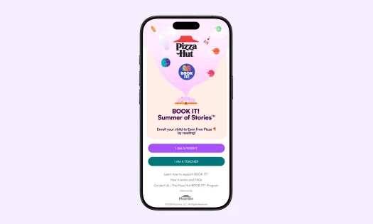 Pizza Hut's BOOK IT! App Launch Screen