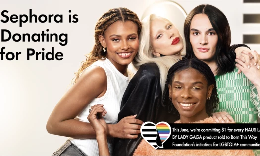 Lady Gaga and the LGBTQ+ community in a banner for Sephora