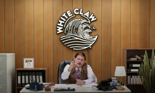 Caleb Pressley addressing the viewers in White Claw's new ad
