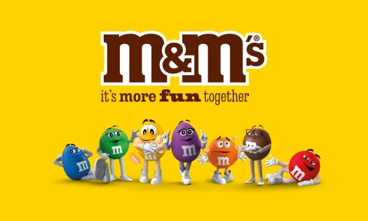 All the M&M characters in the campaign banner
