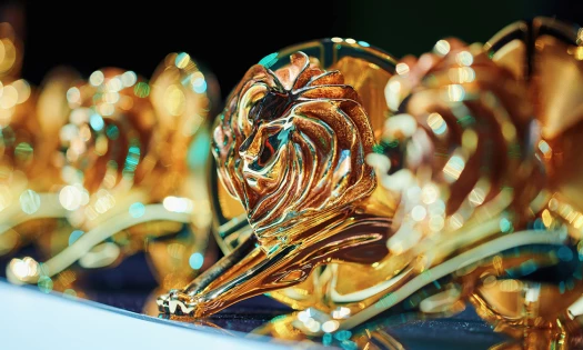 Several Cannes Lions trophies on display