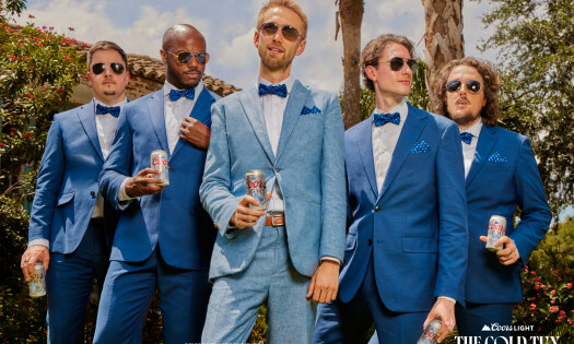 Groomsmen donning the Coors Light 'Cold Tux'
