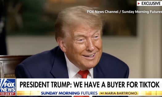 Trump during the Fox News interview with banner "President Trump: We have a buyer for TikTok"