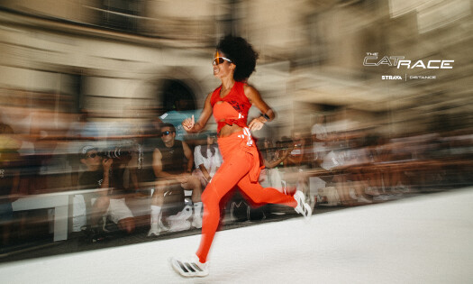 A runner running the 'CatRace' at Paris Fashion Week