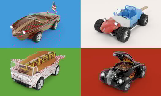 Four different Joymobiles