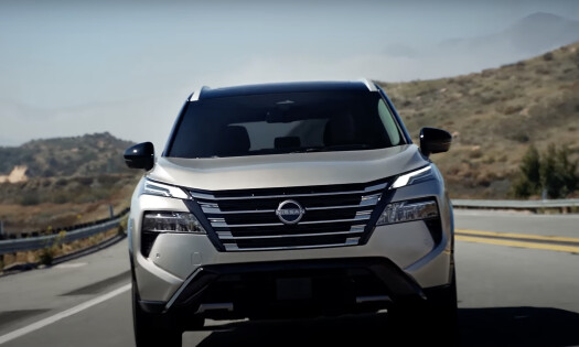 The 2024 Nissan Rogue on the road, one of the recalled models