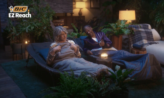 Martha Stewart and Snoop Dogg light candles while camping using a BIC lighter