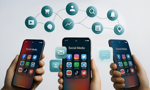 Phones showing social media apps