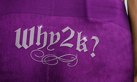 The 'Why2k' embellished on sweatpants