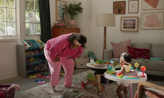 A mom dancing for her baby daughter