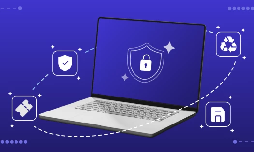 Vector image of laptop showing security features