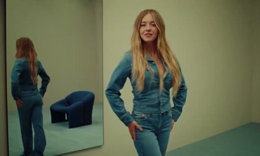 Sydney Sweeney styling American Eagle jeans
