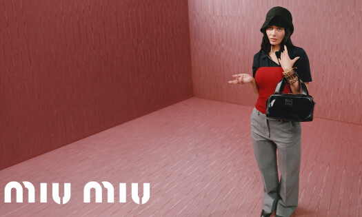 Kylie Jenner posing for the new Miu Miu F/W campaign