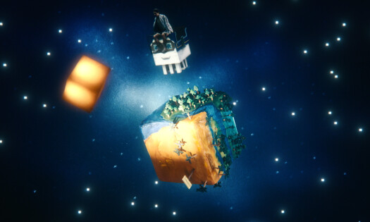 A dreamy Minecraft world in space
