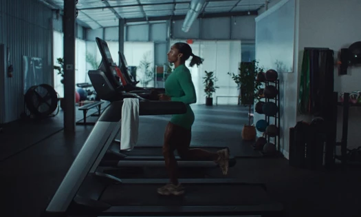 Simone Biles running on a treadmill