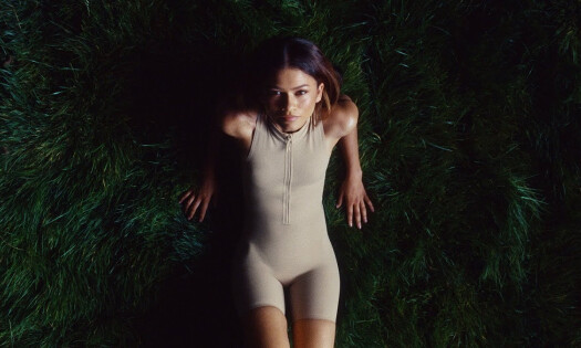 Zendaya lying down on grass