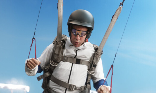 Peyton Manning in a parachute
