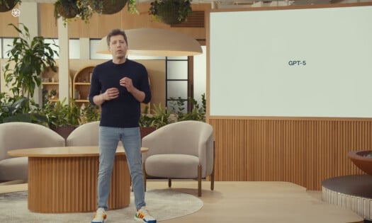 OpenAI CEO Sam Altman talks about ChatGPT-5 during its livestream launch.